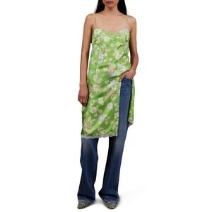 Meryll Rogge Wallpaper Floral Print Silk Slipdress in Apple Green 4 Us
